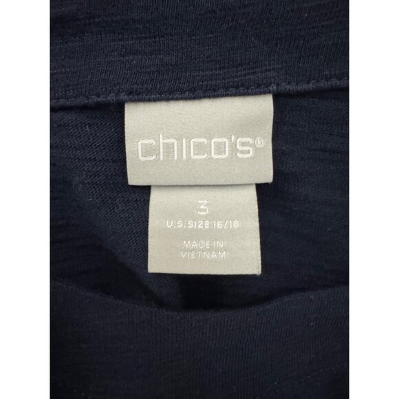 Chico's Size 3 = 16/18 1X Navy Blue T-Shirt Dress Cotton-Blend Shift w/Pockets - Picture 9 of 11